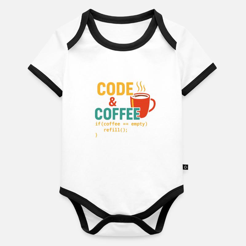 Code et café Body Bébé bio contrasté manches courtes