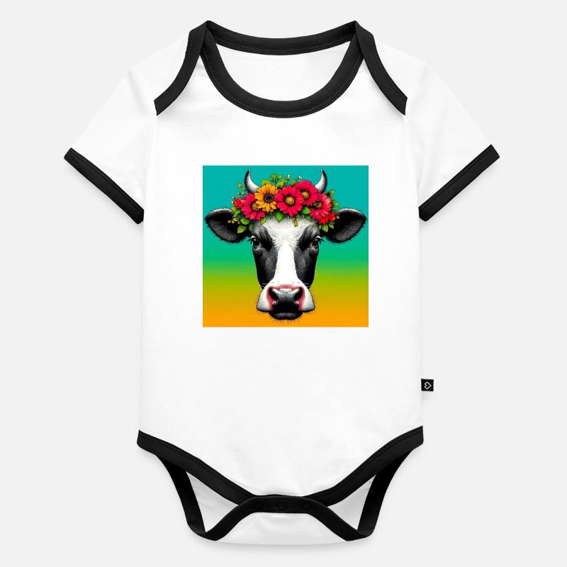 Kuh Baby Bio-Kurzarm-Kontrastbody
