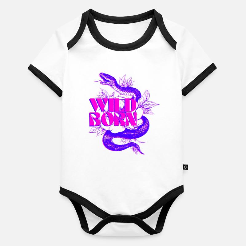 Wild Born Neon Snake with Bold Text Organic Baby Contrasting Bodysuit