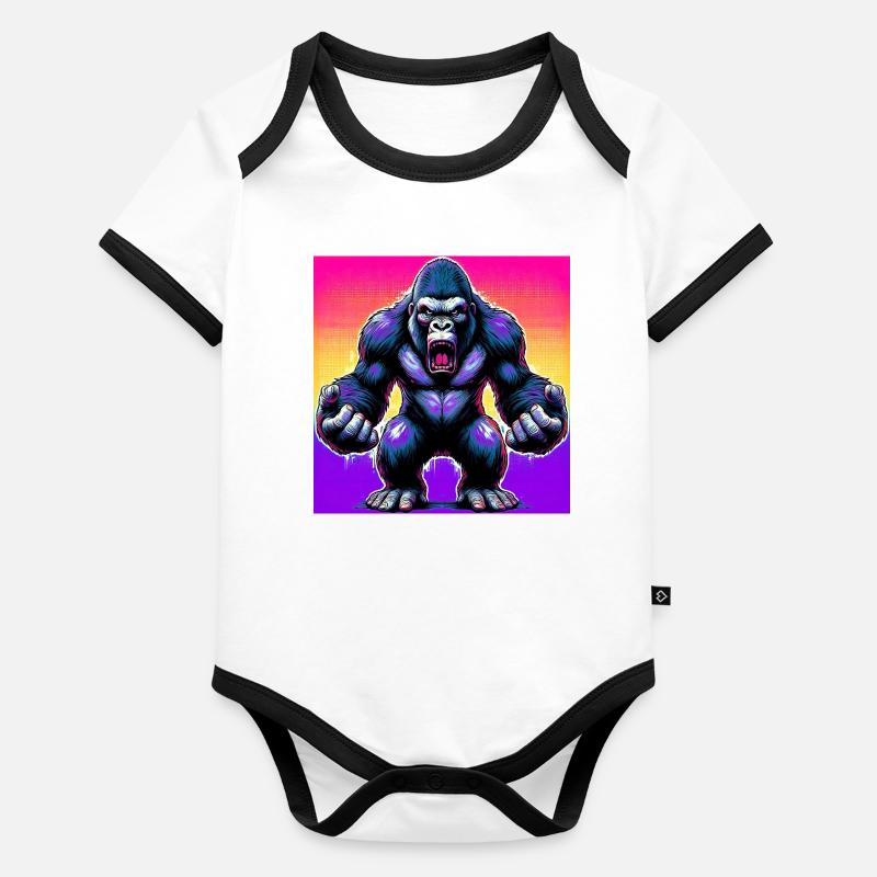 gorille Body Bébé bio contrasté manches courtes
