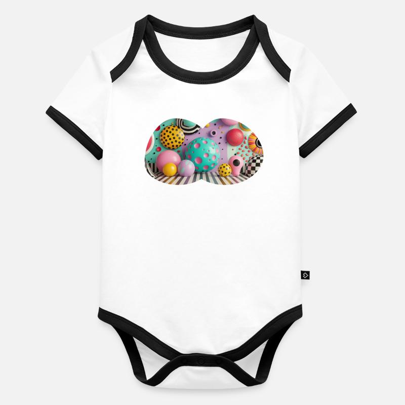 Monde d’art à pois 3D coloré Body Bébé bio contrasté manches courtes