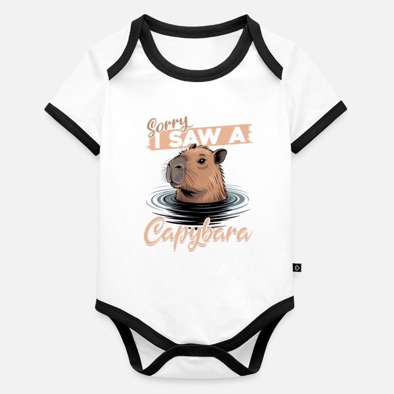 Funny aesthetic Kawaii Capybara Organic Baby Contrasting Bodysuit
