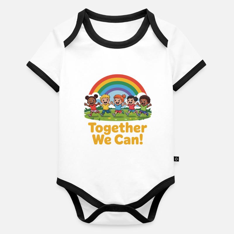Gemeinsam können wir Regenbogenkinder Baby Bio-Kurzarm-Kontrastbody