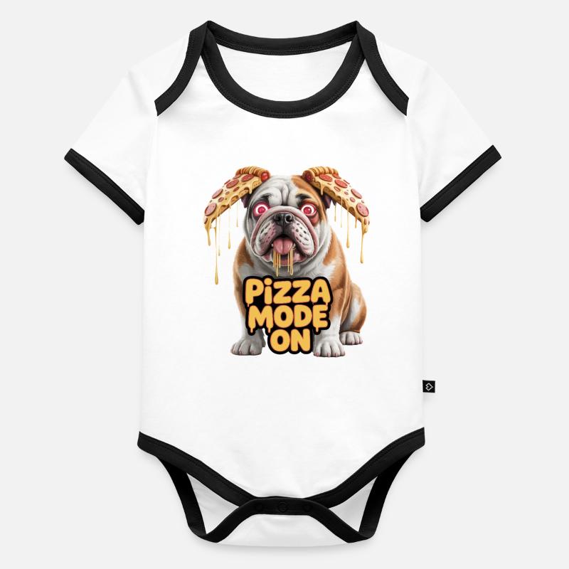 Pizza Bulldog : mode Pizza activé Body Bébé bio contrasté manches courtes