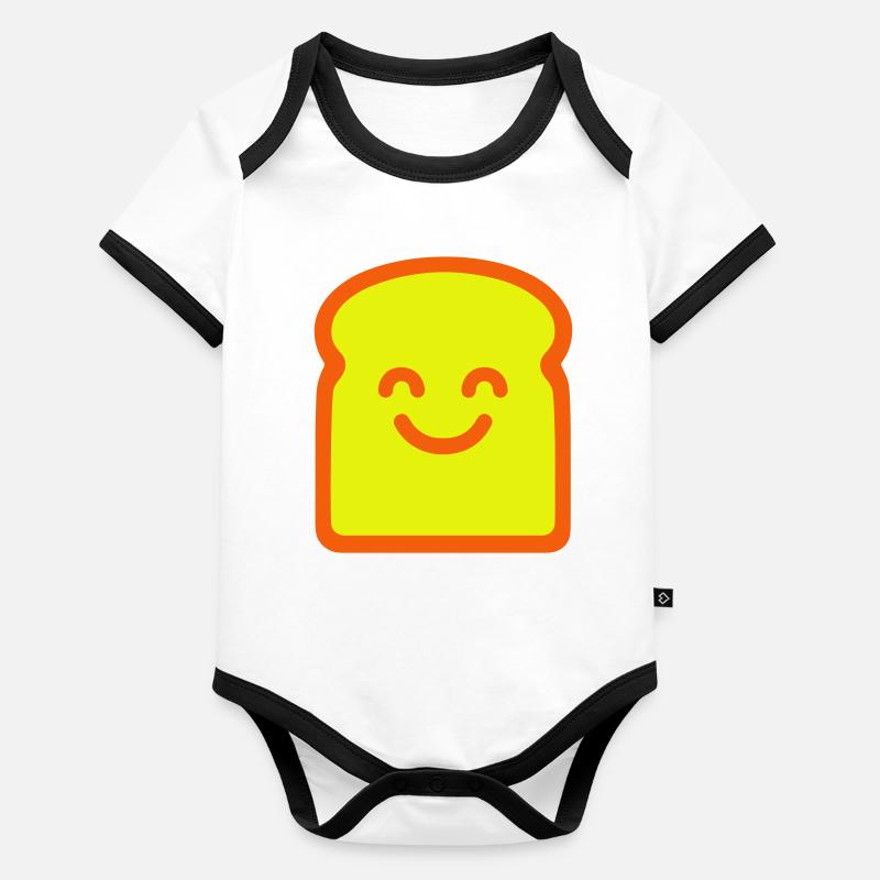Lächelndes Toastgesicht Baby Bio-Kurzarm-Kontrastbody