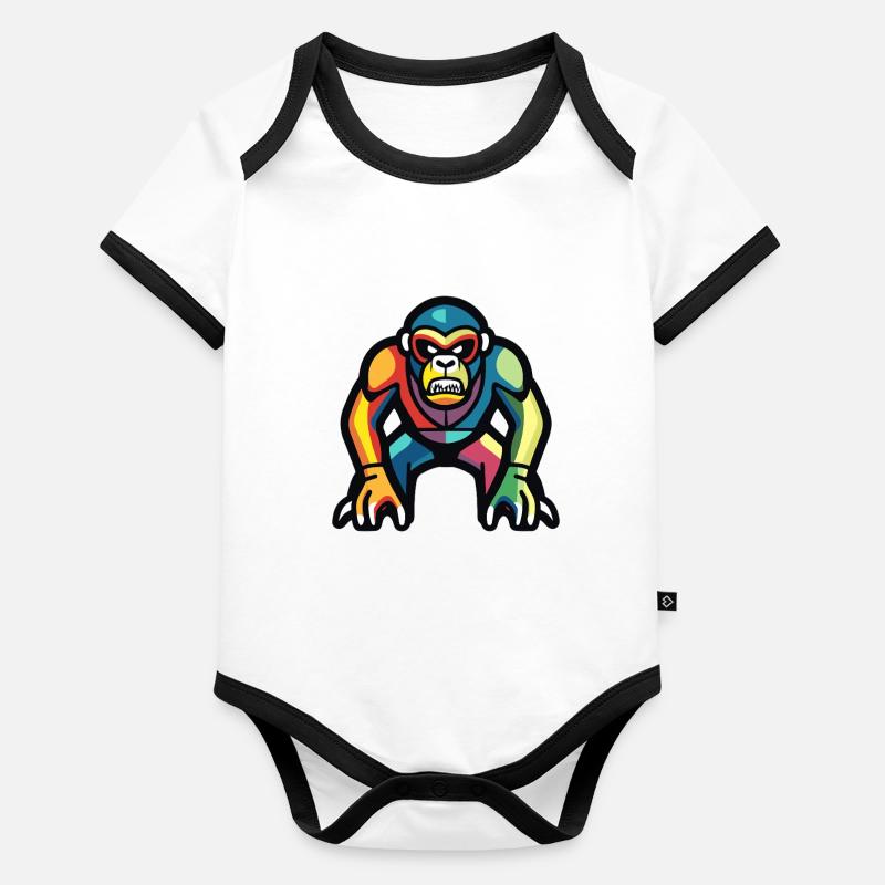 Gorilla Halloween Comic Lustig Baby Bio-Kurzarm-Kontrastbody