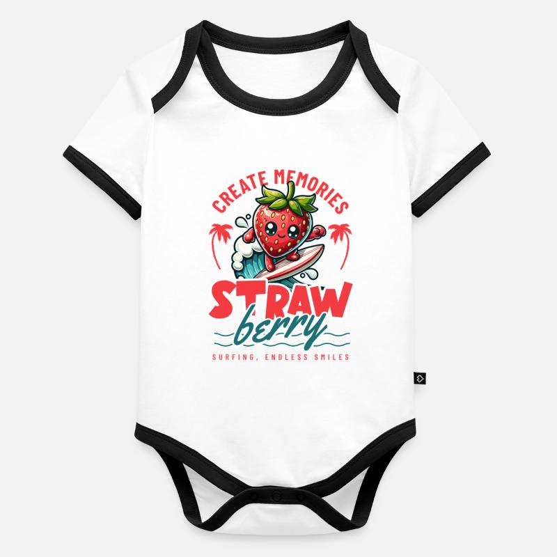 Erdbeer Surfer Erinnerungen Baby Bio-Kurzarm-Kontrastbody