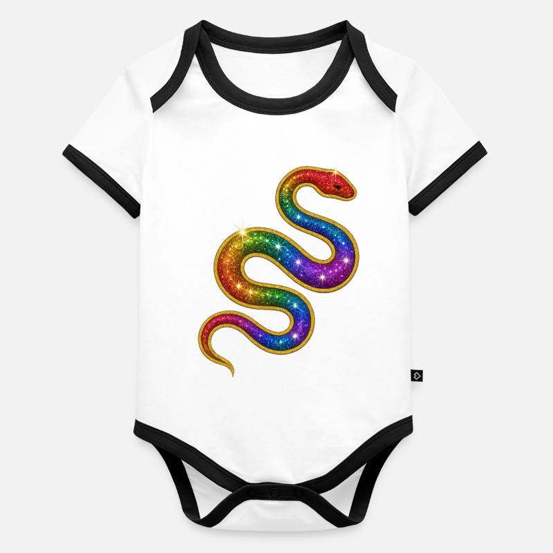 Rainbow Glitter Snake Organic Baby Contrasting Bodysuit