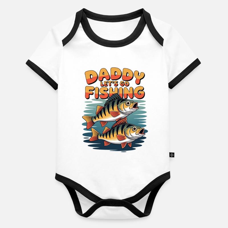 Papa va à la pêche Body Bébé bio contrasté manches courtes