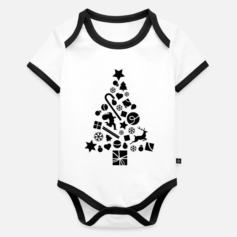 Weihnachtsbaum voller Dekoration Baby Bio-Kurzarm-Kontrastbody