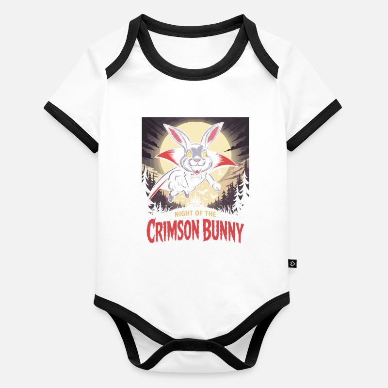 La Nuit du Lapin Pourpre - Bunny Design Body Bébé bio contrasté manches courtes