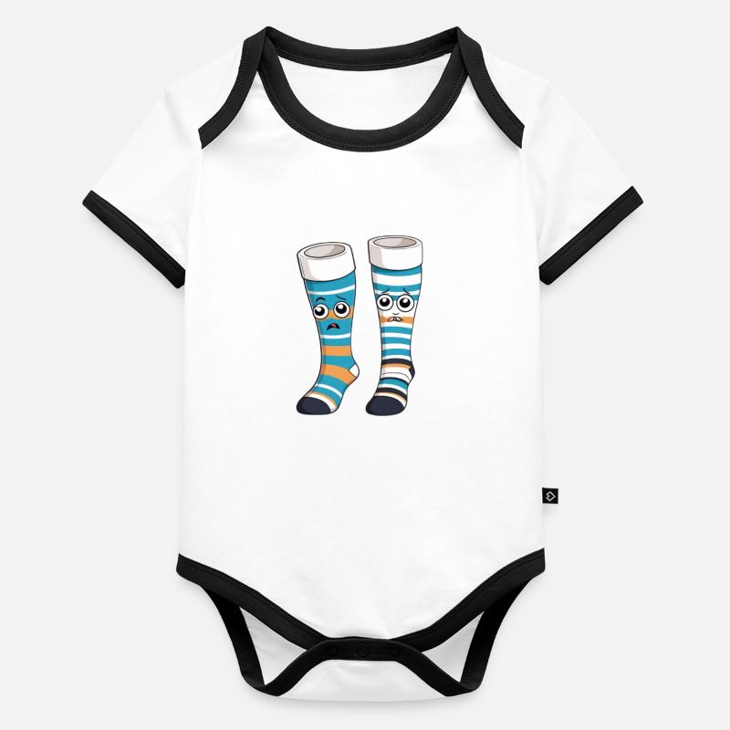Funny Stripe Socks Faces Organic Baby Contrasting Bodysuit