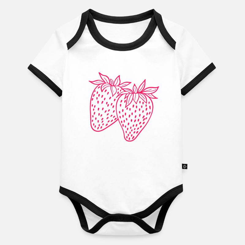 Néon fraise Body Bébé bio contrasté manches courtes