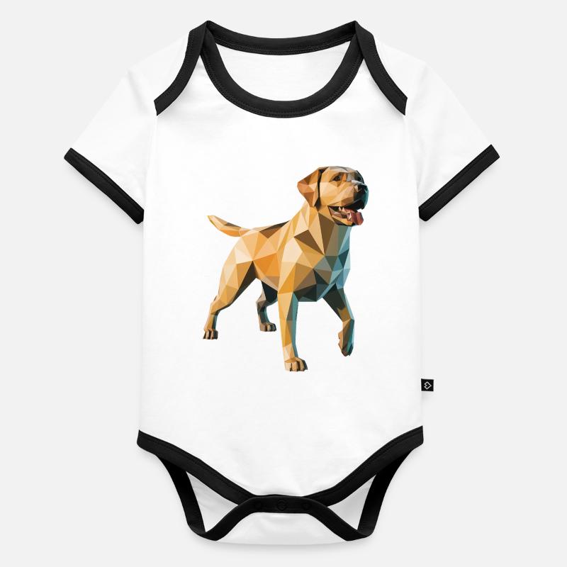 Labrador Retriever - Cool Low Poly Logo Body Bébé bio contrasté manches courtes