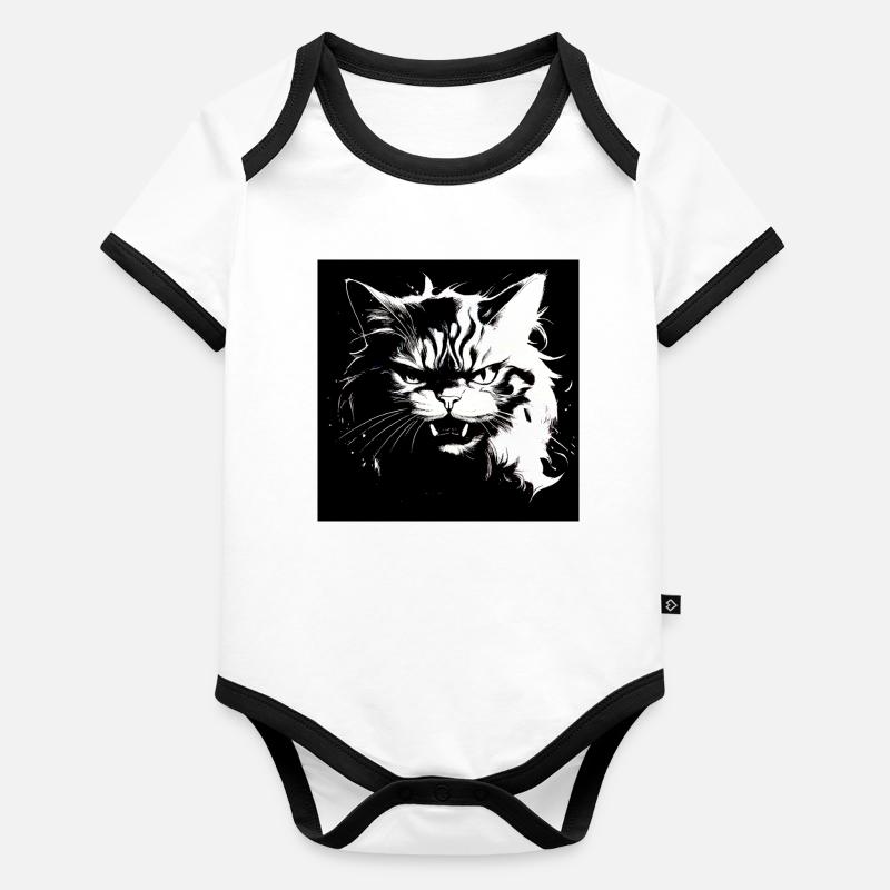 Wütende Katze Baby Bio-Kurzarm-Kontrastbody