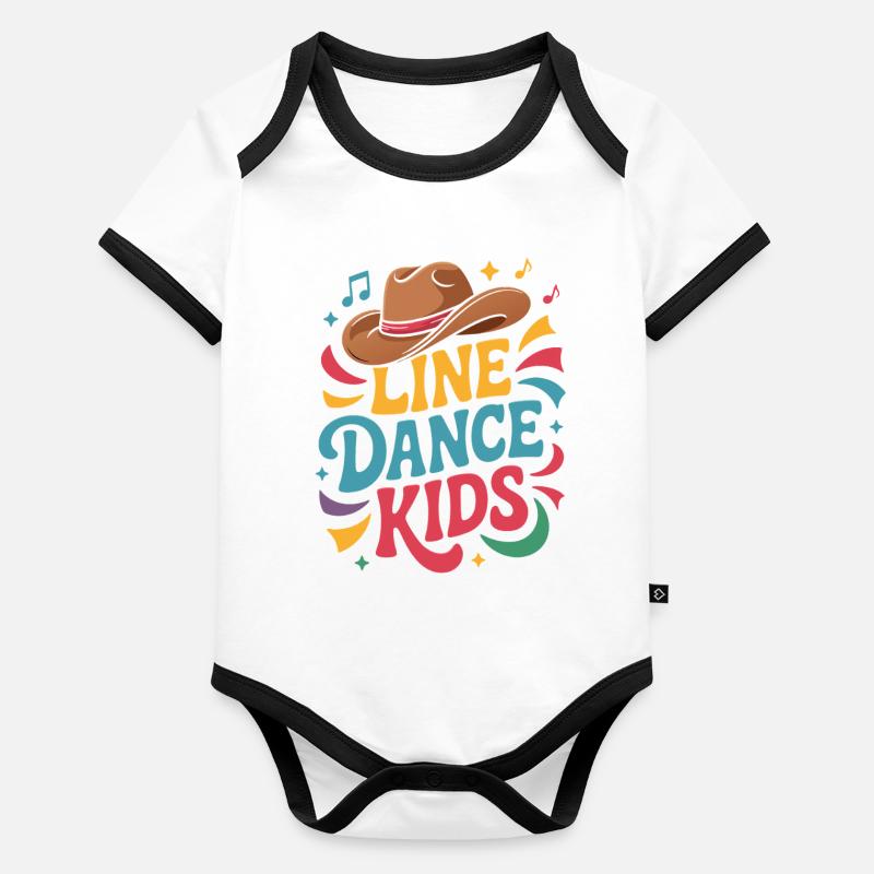 Line Dance Kids Motiv Baby Bio-Kurzarm-Kontrastbody