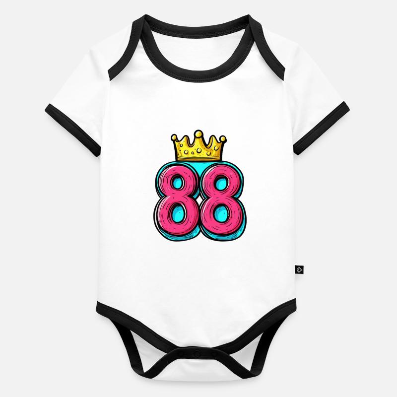 Couronne à 88 chiffres Body Bébé bio contrasté manches courtes