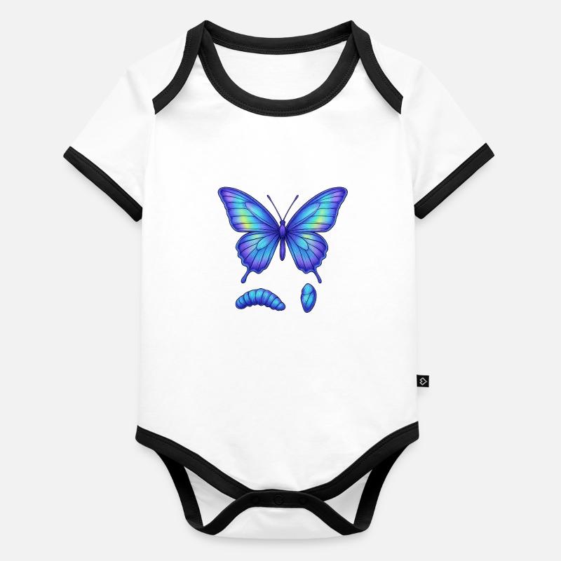 Blue gradient butterfly Organic Baby Contrasting Bodysuit