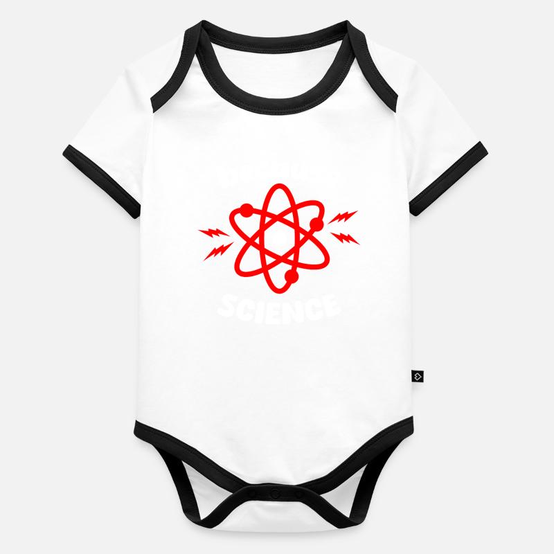 Because Science Atom Rouge Body Bébé bio contrasté manches courtes