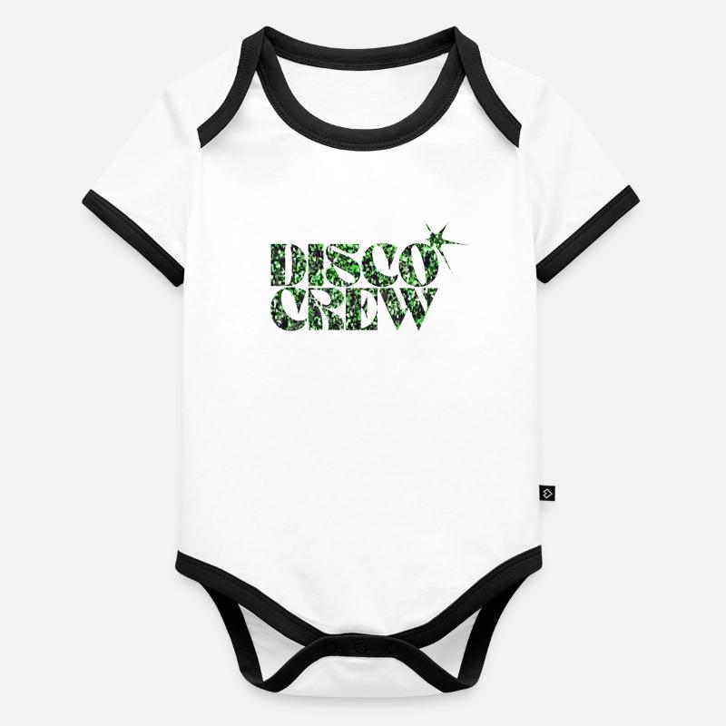 Disco Crew Glitter Green Typographie Body Bébé bio contrasté manches courtes