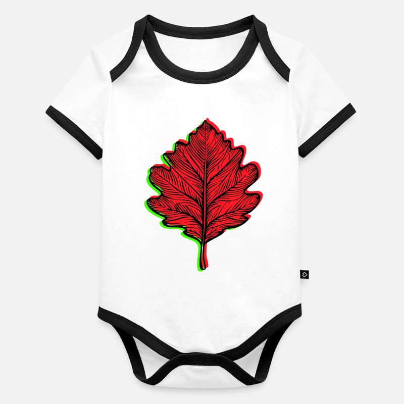 🍁 Customizable Autumn Leaf. Your colors, your style Organic Baby Contrasting Bodysuit