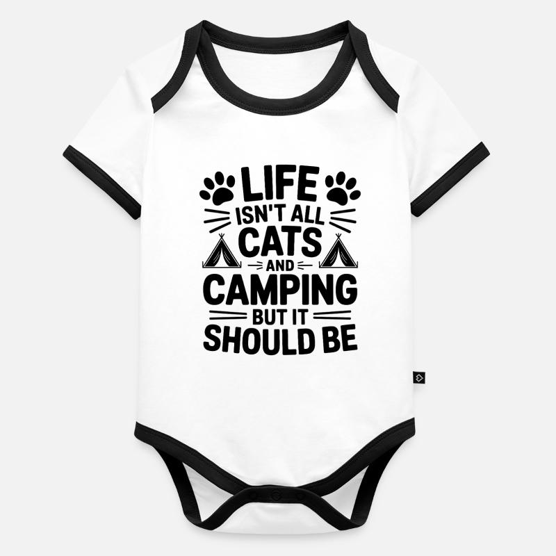 Camping Saying Cats Funny Camping Gift Organic Baby Contrasting Bodysuit