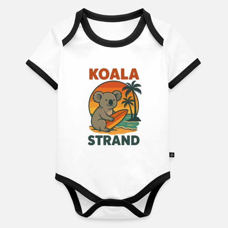Koala Strand Surfing Surfer Baby Bio-Kurzarm-Kontrastbody