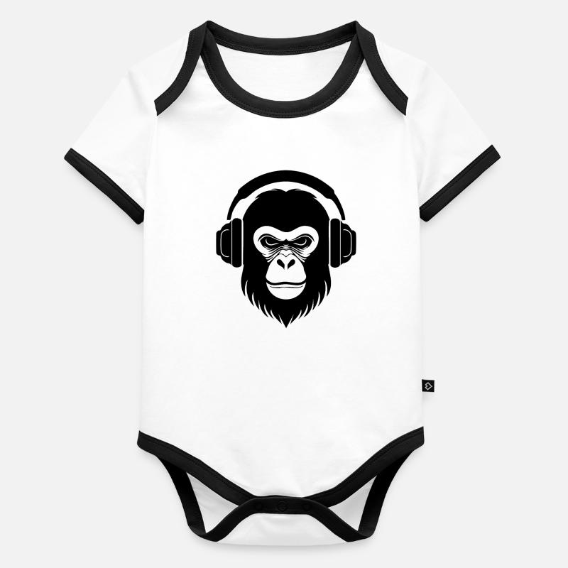 DJ Rebellious Monkey Head Underground Grooves Shirt Organic Baby Contrasting Bodysuit