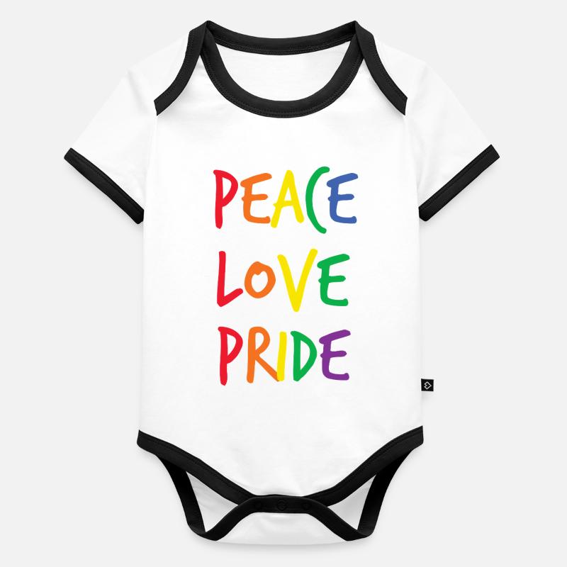 Regenbogen Peace Love Pride Baby Bio-Kurzarm-Kontrastbody