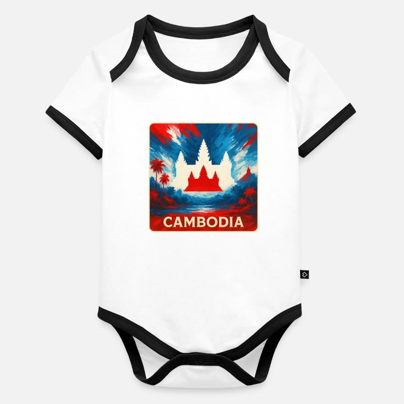 Cambodge – Angkor Wat Design Body Bébé bio contrasté manches courtes