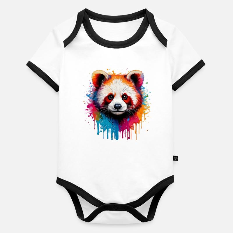 Panda Aquarellfarben Explosion Baby Bio-Kurzarm-Kontrastbody