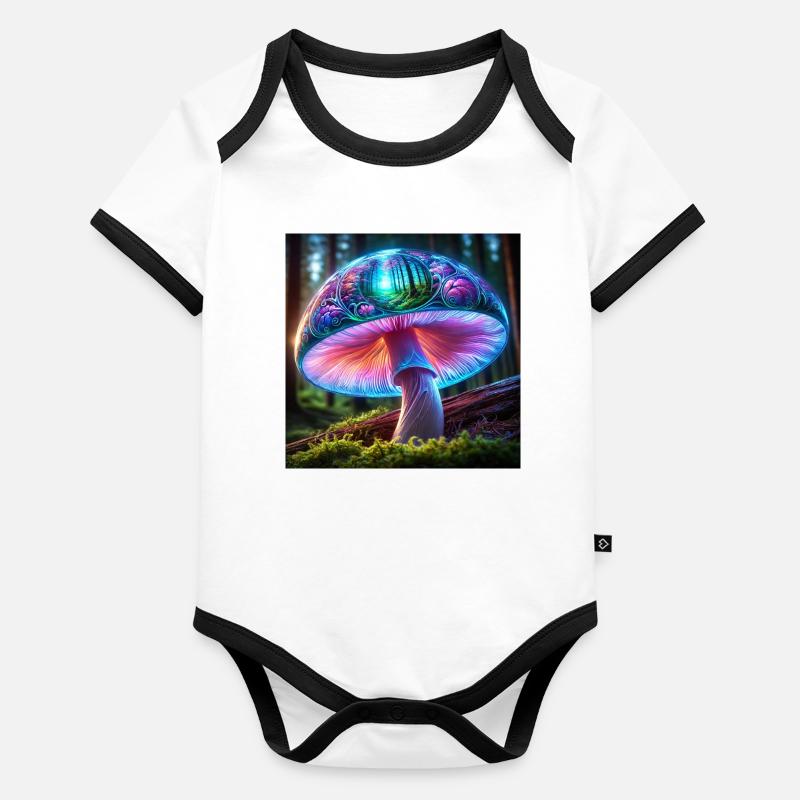 Glowing Mushroom Forest Dream Organic Baby Contrasting Bodysuit