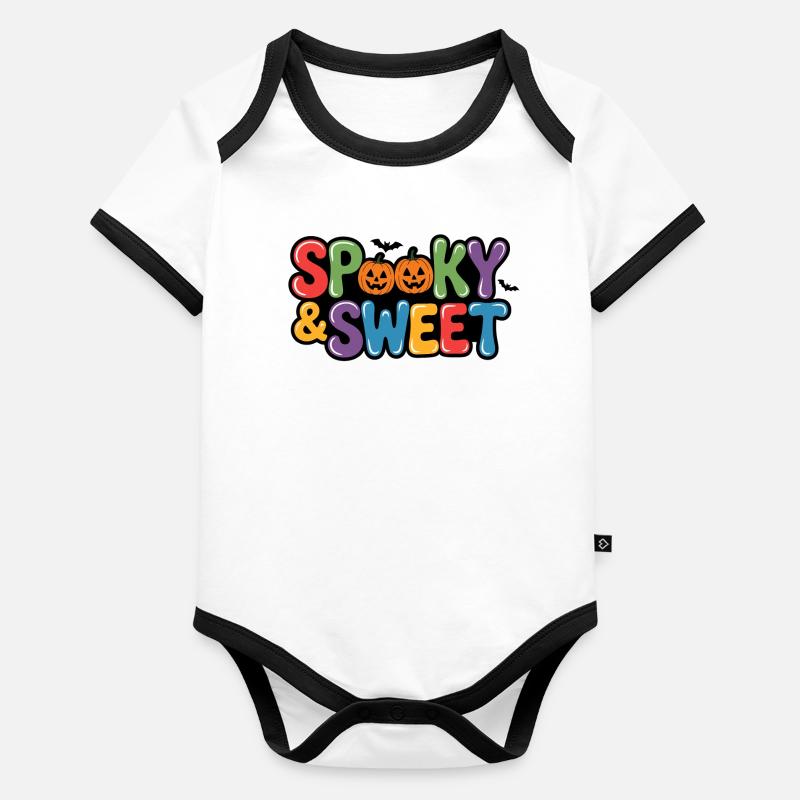 Halloween effrayant et doux Body Bébé bio contrasté manches courtes
