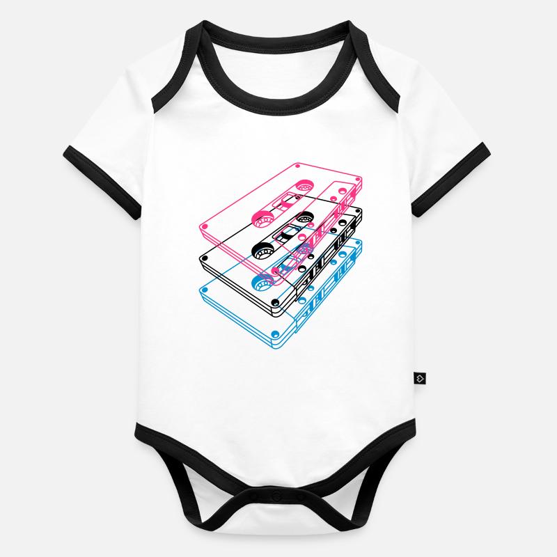 Cassette 3D – Mixtape rétro Perspective vintage Body Bébé bio contrasté manches courtes