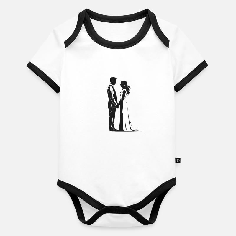 Couple de mariés - Logo Cool Silhouette Body Bébé bio contrasté manches courtes
