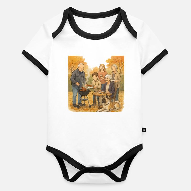 Barbecue in autumn Organic Baby Contrasting Bodysuit