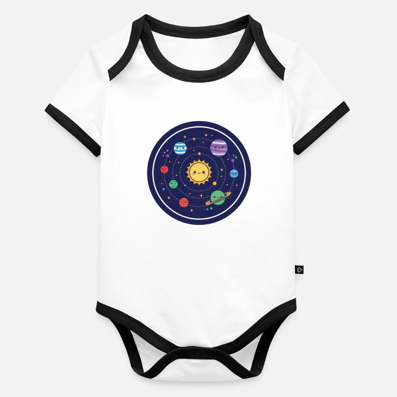 Conception joyeuse du système solaire Body Bébé bio contrasté manches courtes