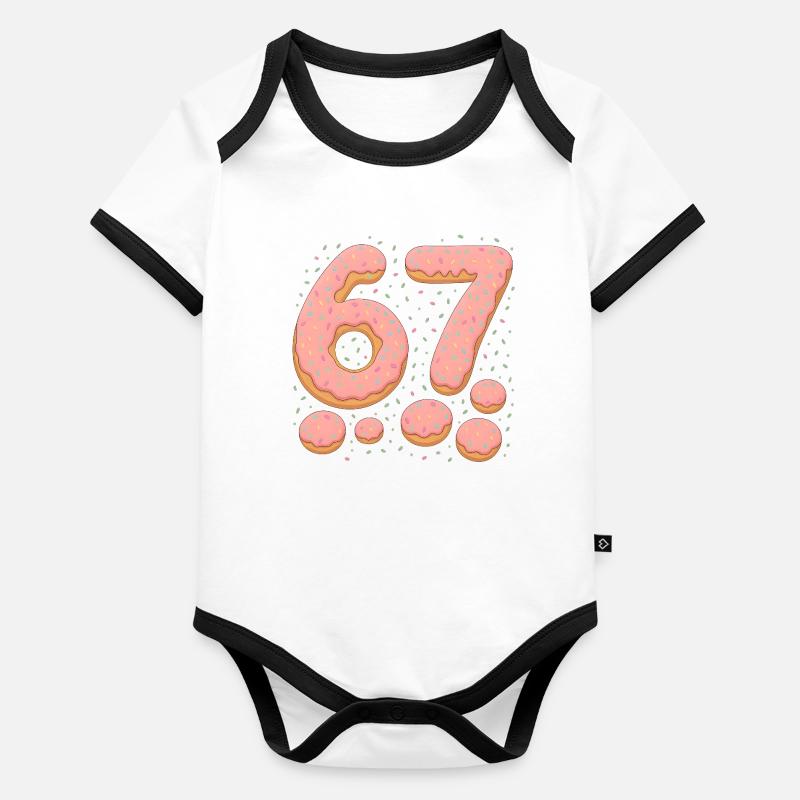 Süße 67 Donut-Typografie-Feier Baby Bio-Kurzarm-Kontrastbody