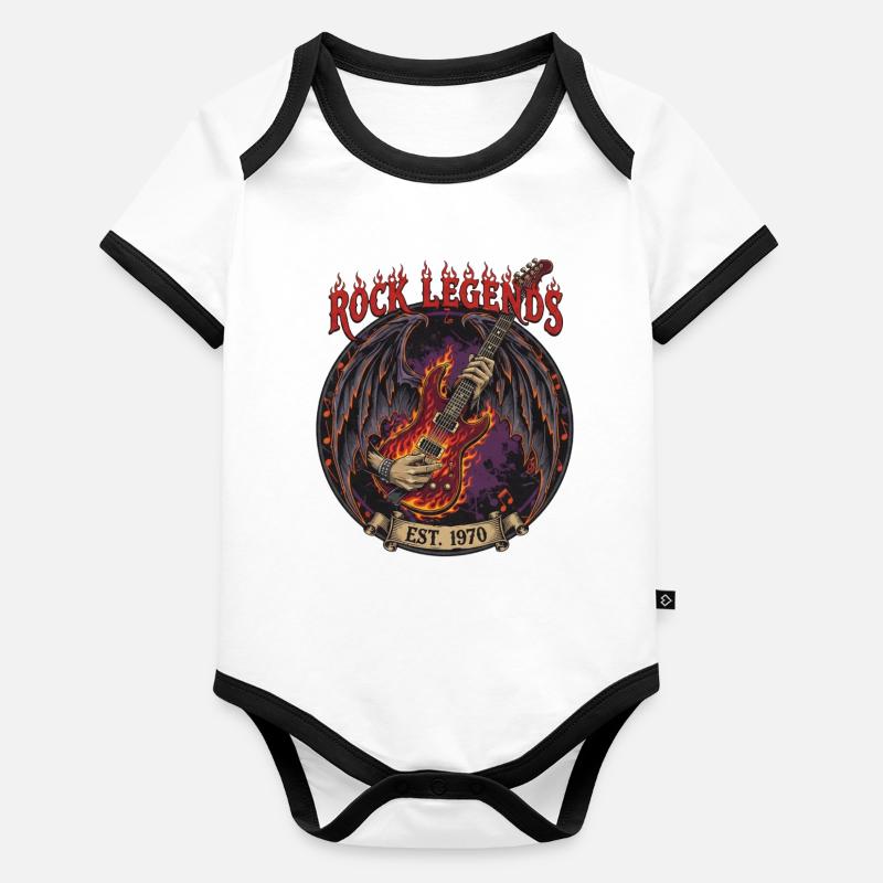 Rock Legends Guitare de feu Body Bébé bio contrasté manches courtes