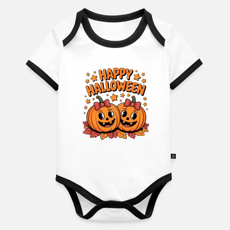 Pumpkin Joy Happy Halloween Duo Organic Baby Contrasting Bodysuit