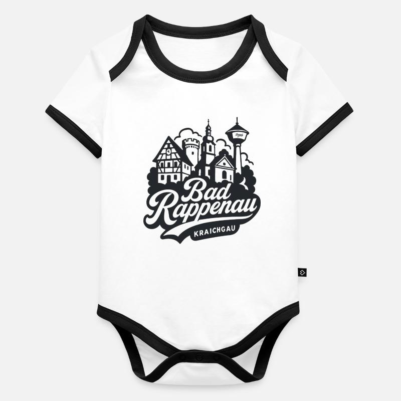 Bad Rappenau Skyline Handlettering Design Baby Bio-Kurzarm-Kontrastbody