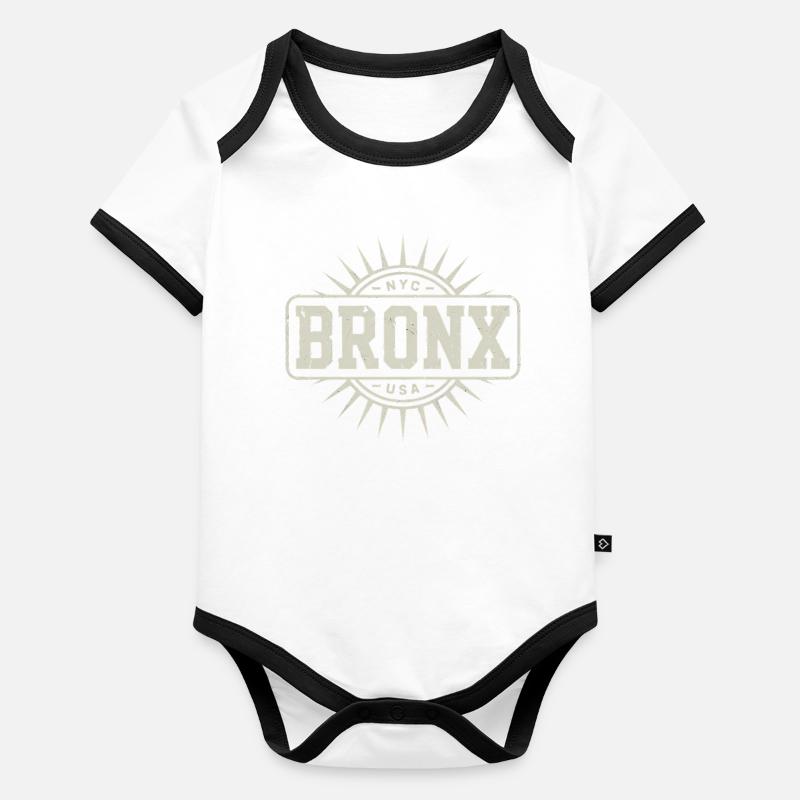 Bronx - New York Souvenir Design Body Bébé bio contrasté manches courtes