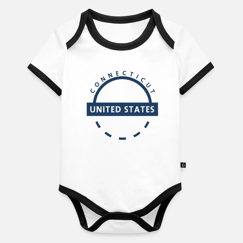 Emblème de l’État du Connecticut Body Bébé bio contrasté manches courtes