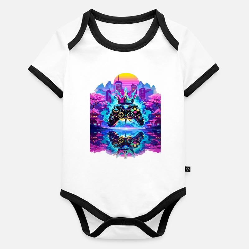 Manette Gaming King avec mise en miroir Body Bébé bio contrasté manches courtes