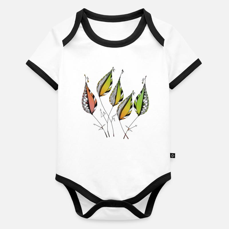 feuilles Body Bébé bio contrasté manches courtes