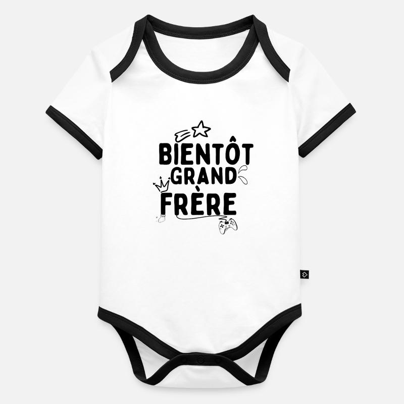 Bientôt Grand Frère Body Bébé bio contrasté manches courtes