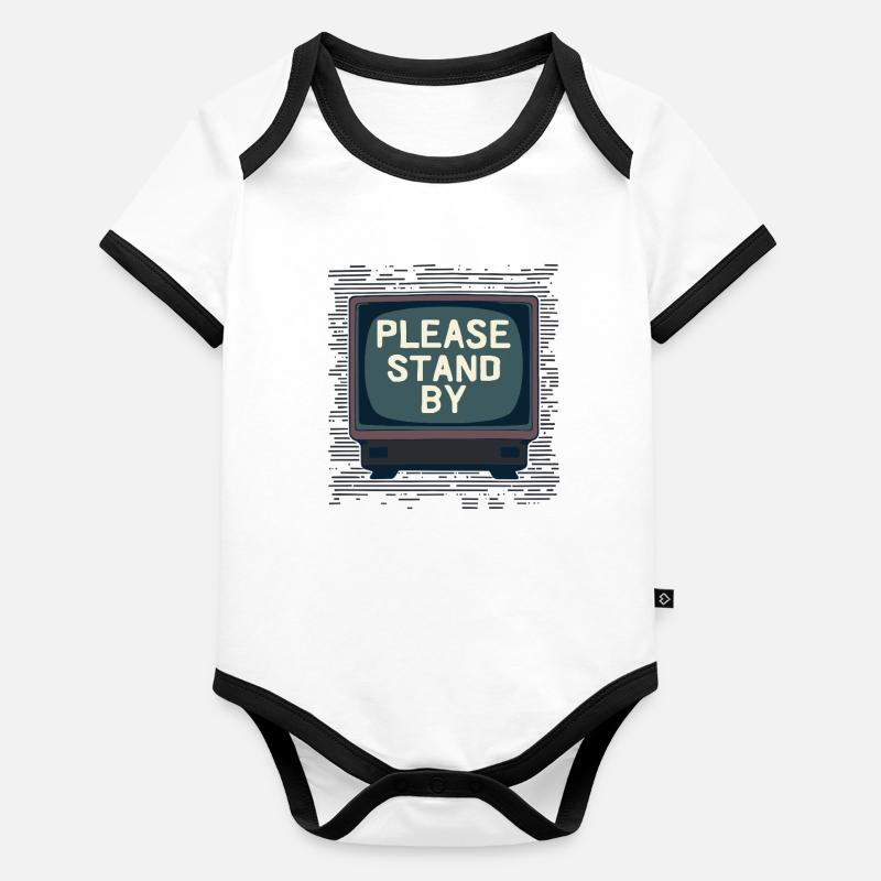 PLEASE STAND BY Please Wait – Retro TV Body Bébé bio contrasté manches courtes