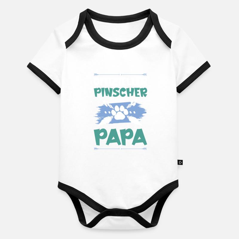 papa chien pinscher Body Bébé bio contrasté manches courtes