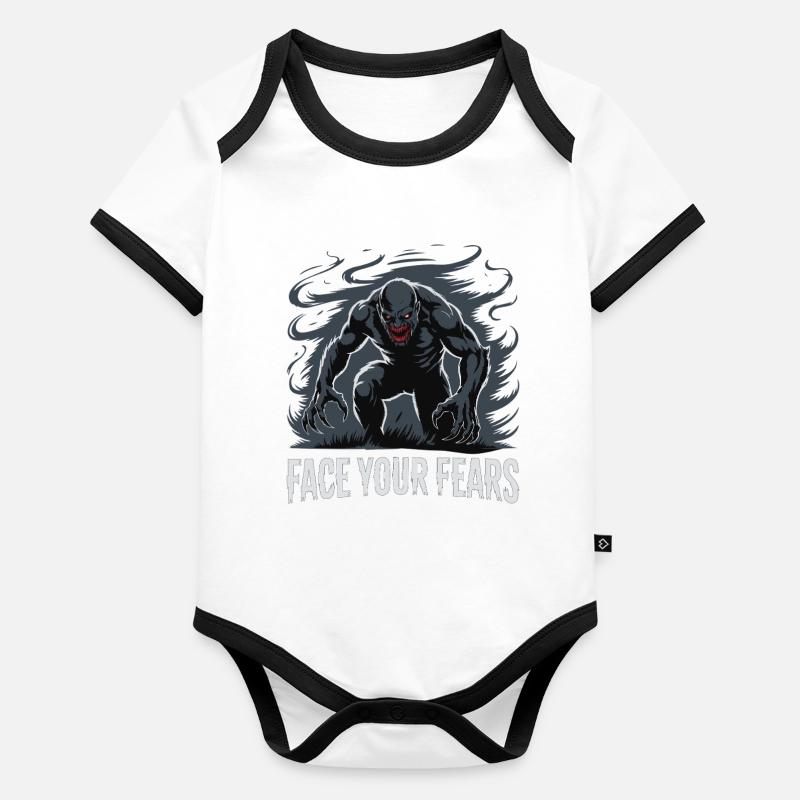 Affrontez vos peurs Monstre, Cauchemar. Body Bébé bio contrasté manches courtes