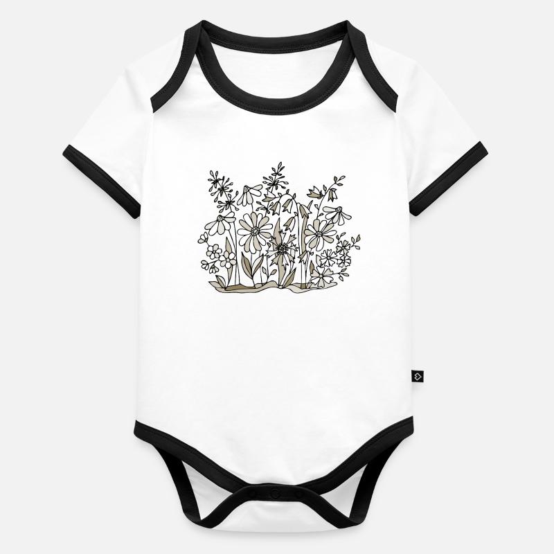 Fleur Body Bébé bio contrasté manches courtes